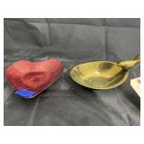 Bronze Trinket Dish & Decorative Glass Plate