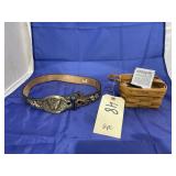 Basket w/Costume Jewelry & Belt