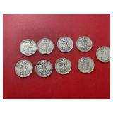 9 -Walking Liberty Half Dollars