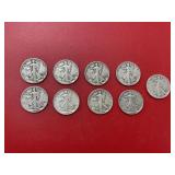 9 -Walking Liberty Half Dollars