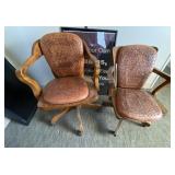2 - Vintage Office Chairs w/Leather Seats
