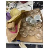 2 - Straw Hats - Cups - Drinking Glasses