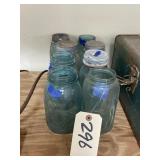 8 Pcs - Vintage Blue Canning Jars