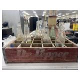 Dr Pepper Wood Crate w/8 Assorted Bottles