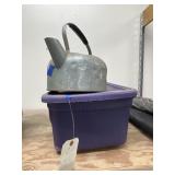 Plastic Bin w/Metal Kettle - License Plate Holders