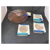 3 Sets - Marble Coasters in box & Pink Dish