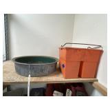 2 - Metal Dog Feeders & Plastic Bucket