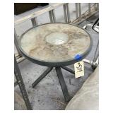 Small Glass Topped Metal Patio Table 20"Dia