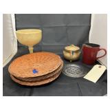 6 Pcs - Wicker Paper Plate Holders - Cups