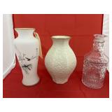 2 Vases & Decanter w/Stopper