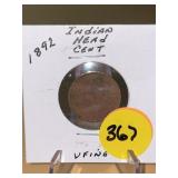 1892 Indian Head Cent Very Fine