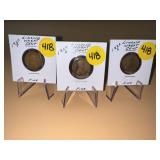 3 - Lincoln Cents 1920 P-D-S