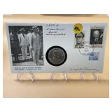 1977-D Eisenhower Dollar w/Stamps