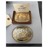 2 - Belt Buckles "Western Horseman" "Alamo"