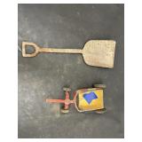 Vintage Toy Shovel & Toy Wagon