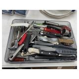 Divided Metal Tray w/Assorted Kitchen Utensil