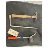 3 Pcs - Hammer - Tire Tool - Handled Crowbar