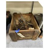 Wooden Box w/Assorted Vintage Hand Tools