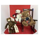 3 Pcs - Stuffed Toys on Rocking Chairs