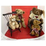 4 Pcs - Stuffed Toys on Rocking Chairs