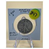 1920 D 90% Silver Walking Liberty Half Dollar