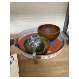 Schlitz Metal Trays - Wood Bowl - Sifter