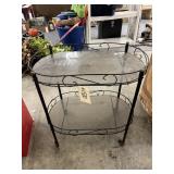 Metal/Glass Side Table on Wheels