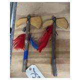 2 - Decorative Hand Made Wooden Hatchets