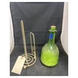 Paper Towel Holder & Glass Bottle w/Rocks