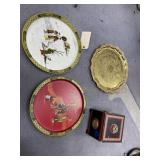 4 Pcs - Metal Trays & Asian Treasure Box