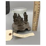 Metal/Glass Incense Bowl & Stand from India