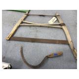 Vintage Hand Saw & Small Scythe