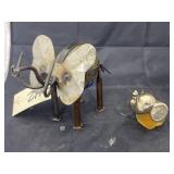 2 Pcs Elephants - Metal & Avon Bottle