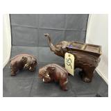 3 Pcs - Wood Elephant Figures
