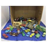 Box of Assorted Vintage Die Cast Cars - Trains
