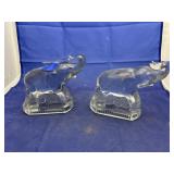 2 Glass elephants