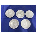 5 pcs. Frankoma Pottery Collectible Mini Saucers