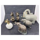 6 Pcs - Elephant Figurines & Trinket Box