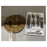 2 pcs. Flatware in tray and serving dish