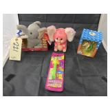 4 Pcs  Elephants - Plastic Coin Bank - Plush Toy