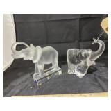 2 glass elephant figures
