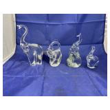 4 pcs. Glass Elephant figurines lead crystal
