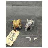 2 pcs. Elephant figurine, Stone & more