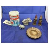 6 pcs. of Political Elephant Tin figurine, gnomes