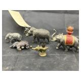 5 Pcs - Cast Iron Elephant Figurines