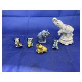 7 pcs. of assorted elephant figurines ceramic