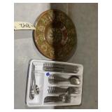 2 pcs. Flatware in tray and serving dish