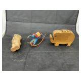 3 pcs. Wood Elephant Pencil Holder & more