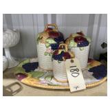 4 Pcs - Fruit Canister Set & Large Serving Tray