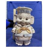Ceramic Elephant Cookie Jar US Navy